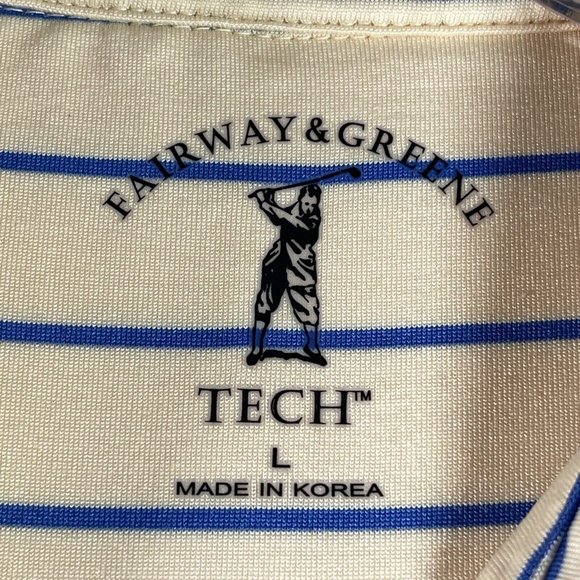 Fairway & Greene Mens Golf Polo Shirt Size L Yellow Blue Striped Short Sleeve‎ - Picture 3 of 7